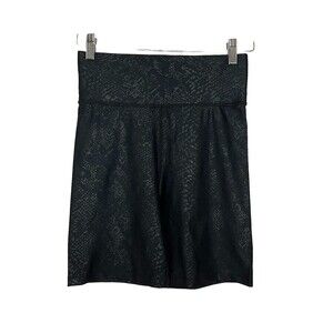 Cut The Frills Black Metallic Animal Print Bike Shorts Womens Small NWT